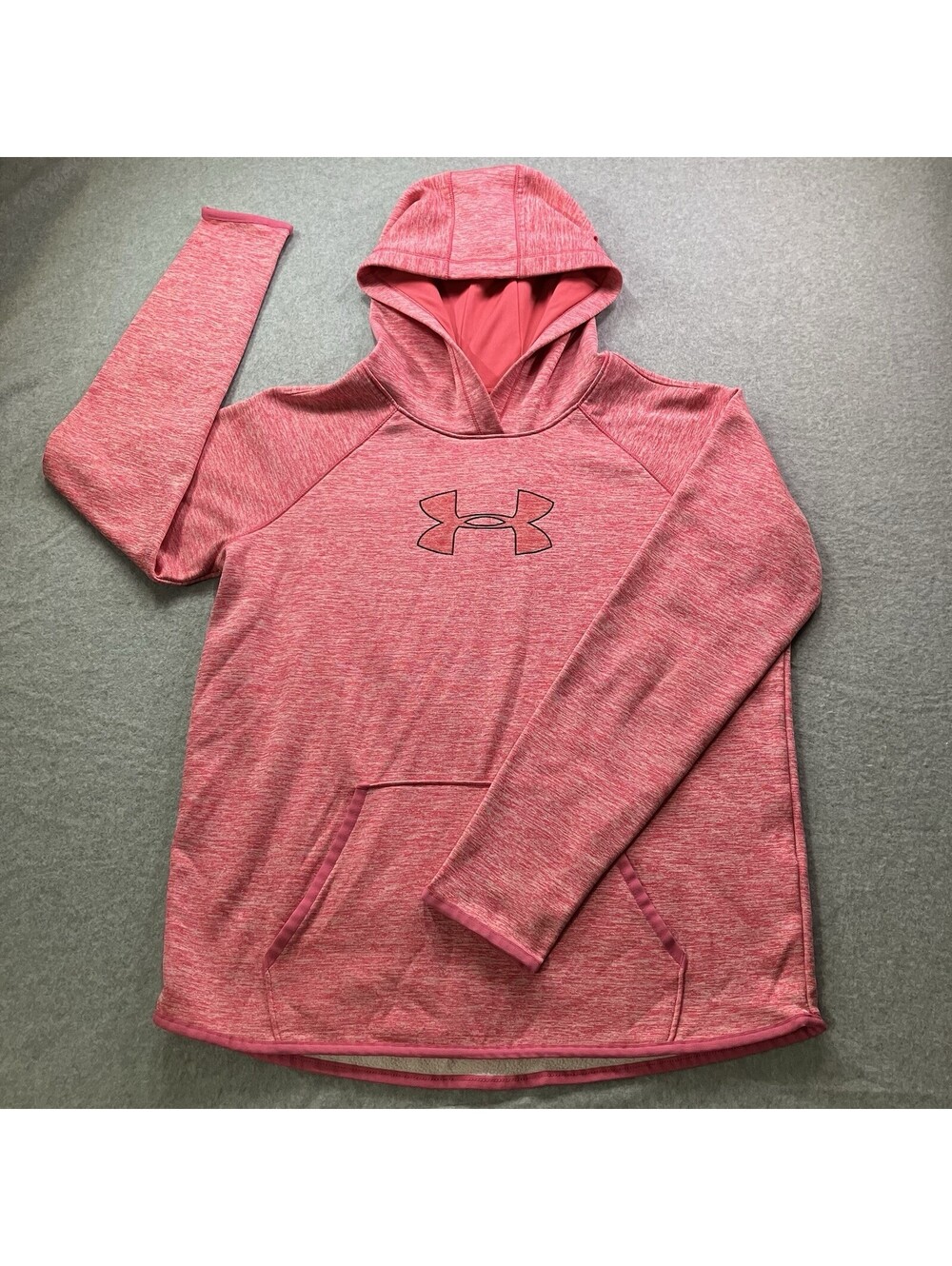 Under Armour Women's Hoodie Size M Pink Storm Heathered ColdGear Pullover Logo